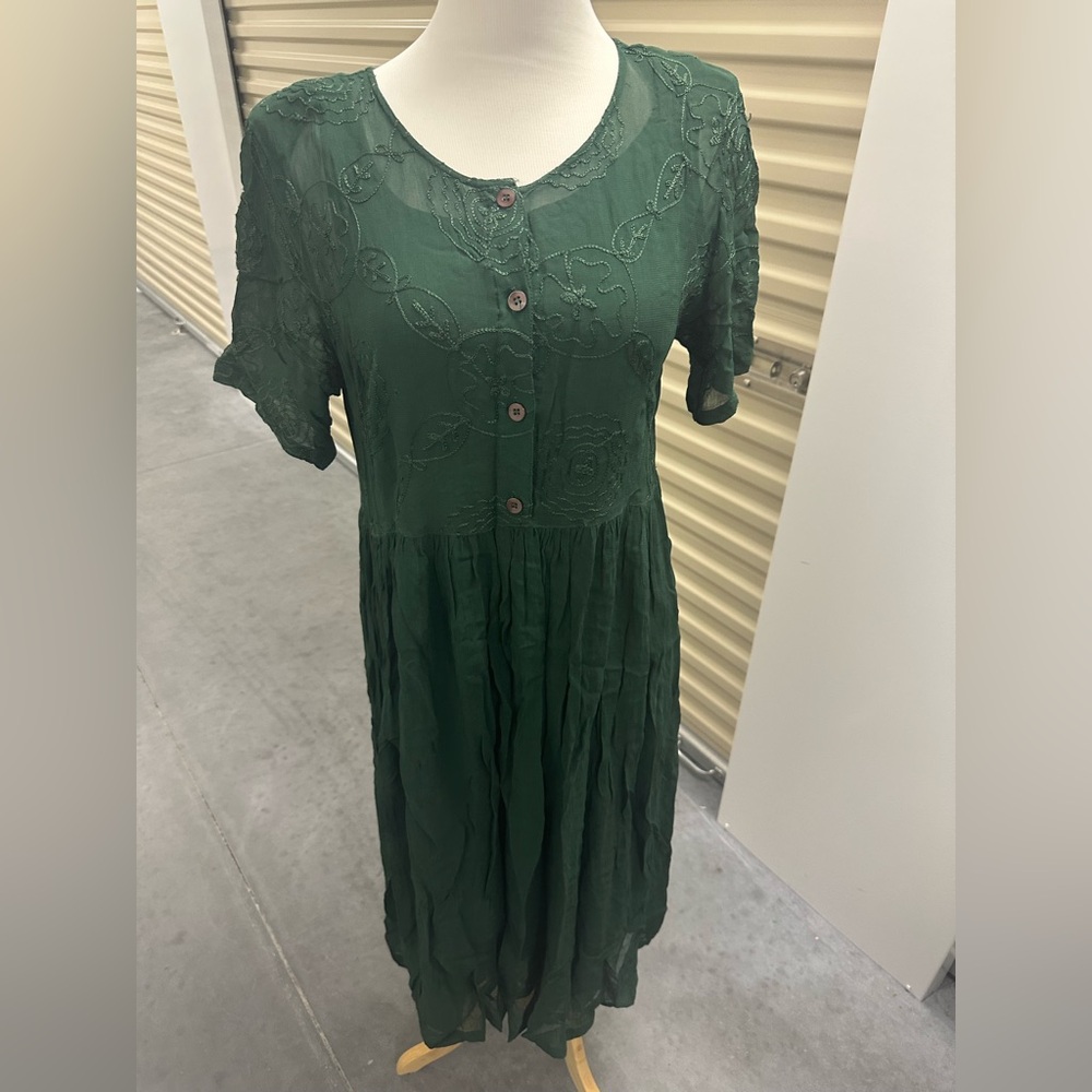 Vintage Green Witchy Midi Dress